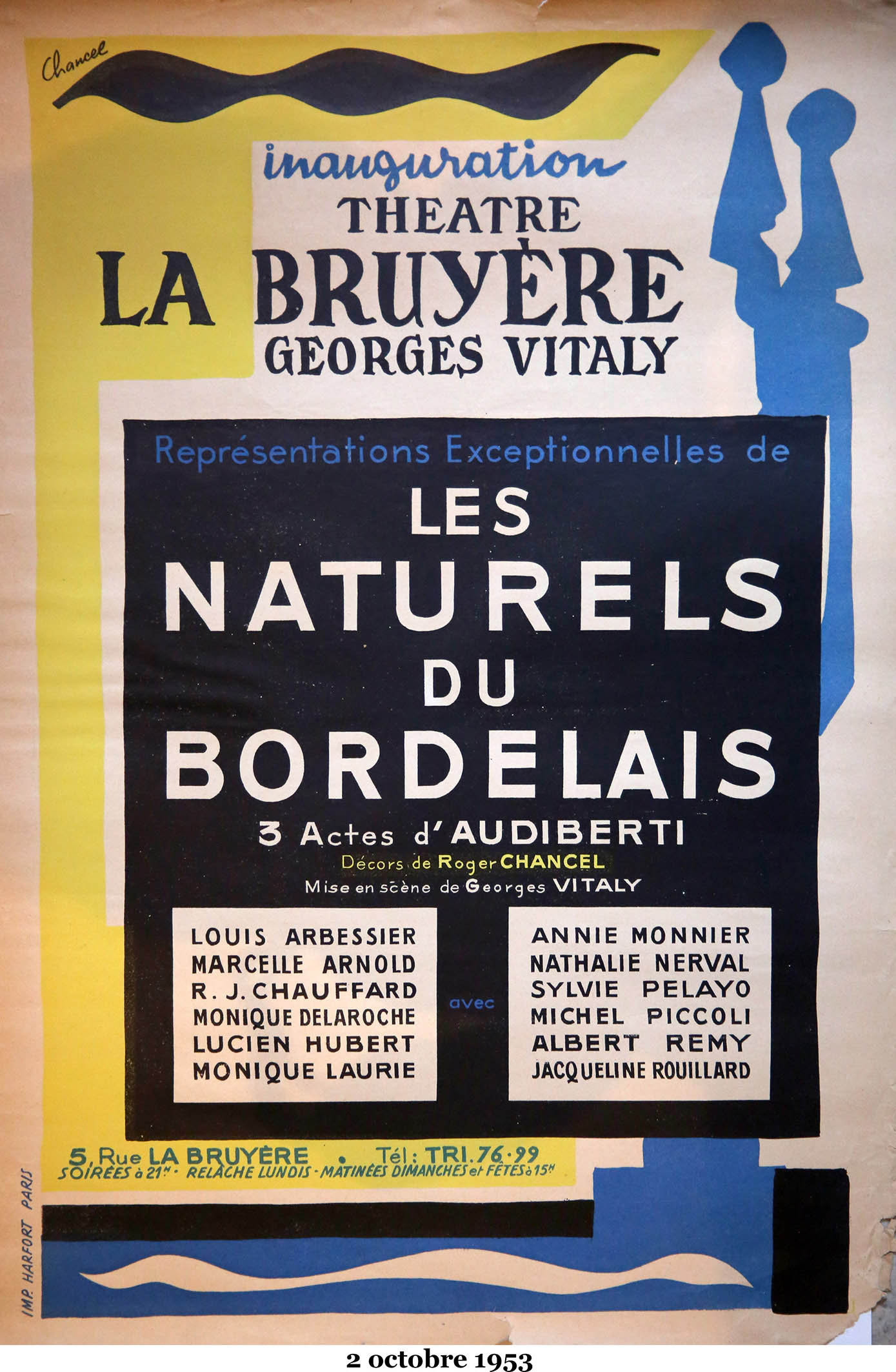1953 Direction du Théâtre La Bruyère par Georges Vitaly de 1954 à 1970. 